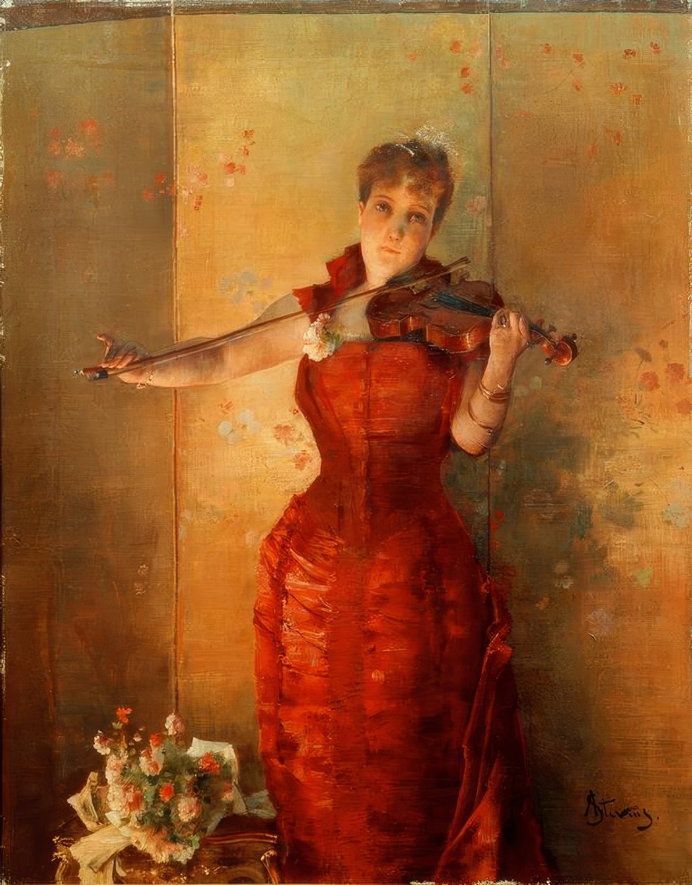 A.Stevens, skrzypek autorstwa Alfred Emile Stevens
