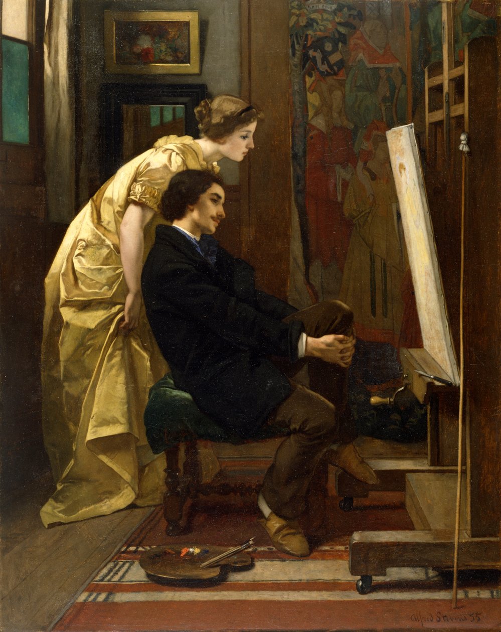 Malarz i jego model autorstwa Alfred Emile Stevens
