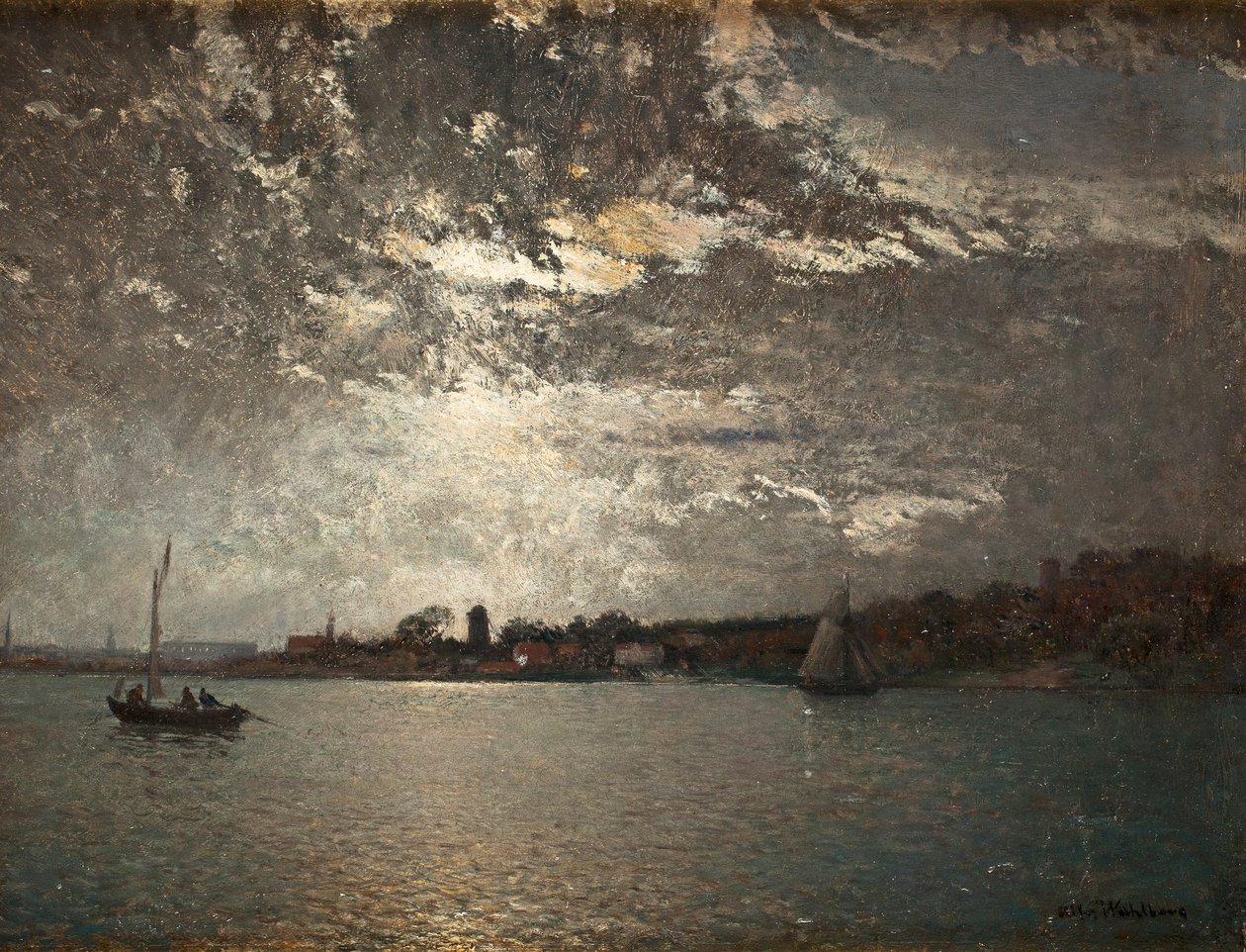 Księżycowa atmosfera, zatoczka Sztokholmu autorstwa Alfred Wahlberg