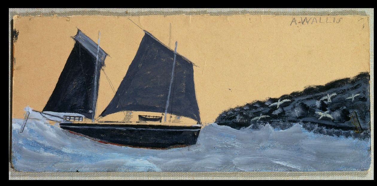 Wypłynięcie z St. Ives (olej na karcie układany na pokładzie) autorstwa Alfred Wallis