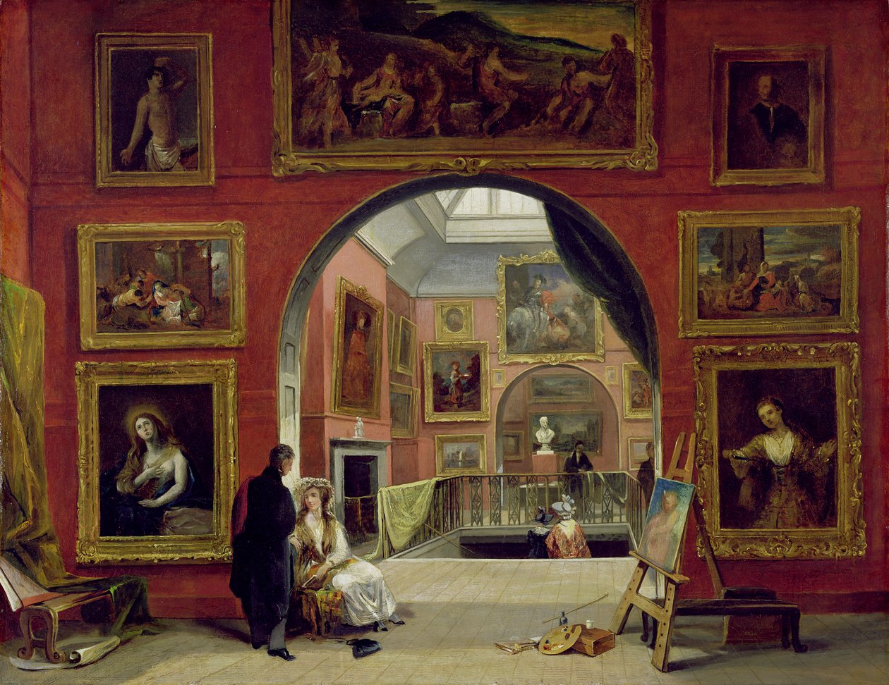 Wnętrze Instytucji Królewskiej, podczas Wystawy Starych Mistrzów, lato 1832, 1833 autorstwa Alfred Woolmer