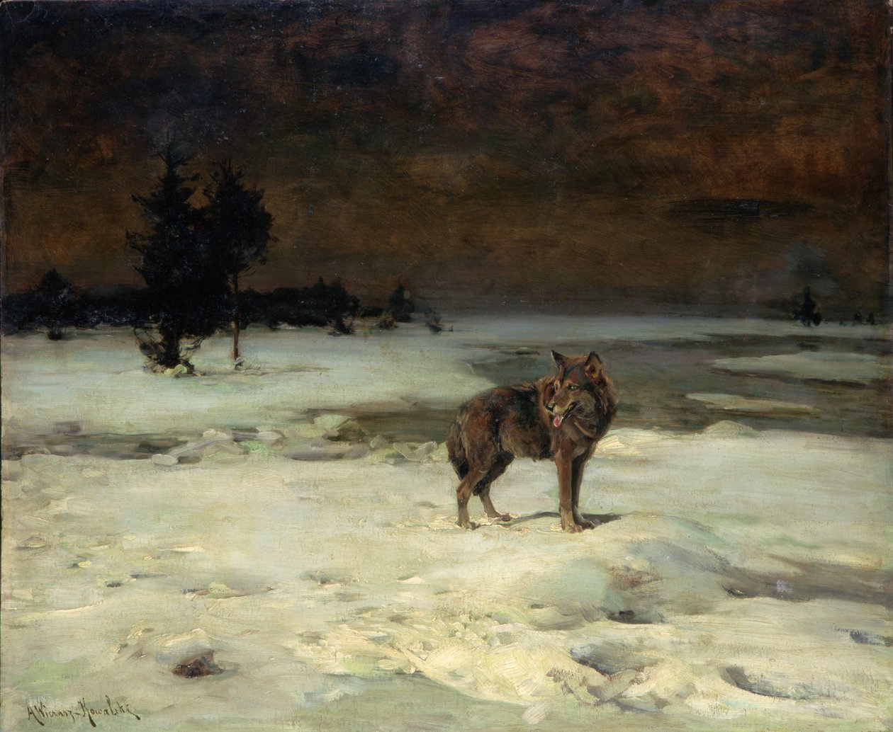 Wolny i samotny, ok. 1900 autorstwa Alfred von Wierusz Kowalski