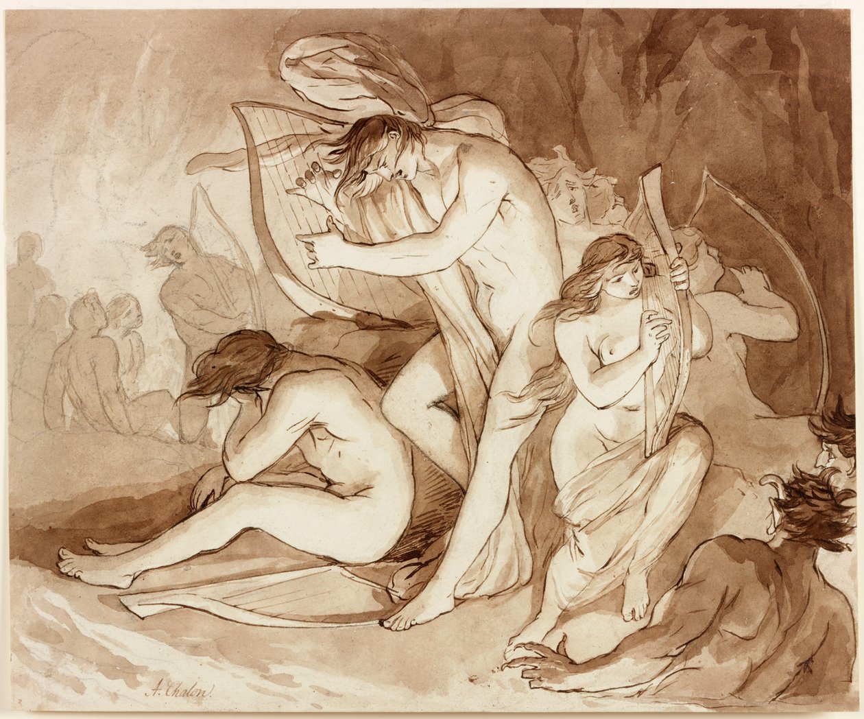 Ilustracja do „Raju utraconego” (tusz na papierze) autorstwa Alfred Edward Chalon