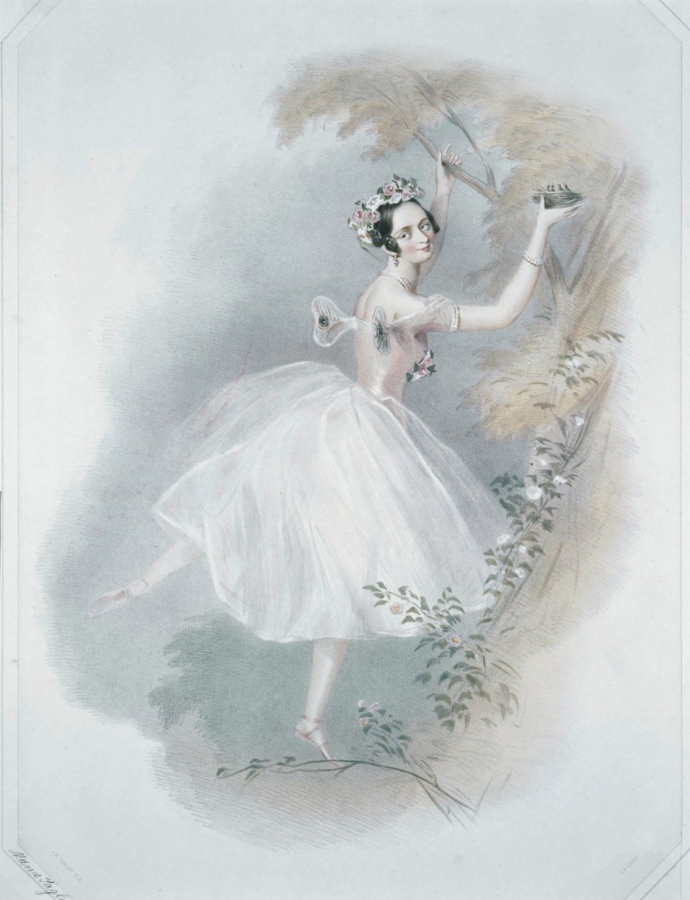Marie Taglioni, najsłynniejsza baletnica ... (kolorowy wydruk) autorstwa Alfred Edward Chalon
