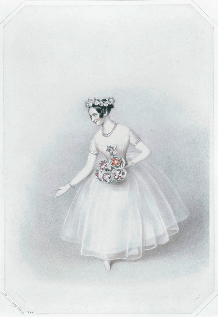 Marie Taglioni, najsłynniejsza baletnica ... (kolorowy wydruk) autorstwa Alfred Edward Chalon
