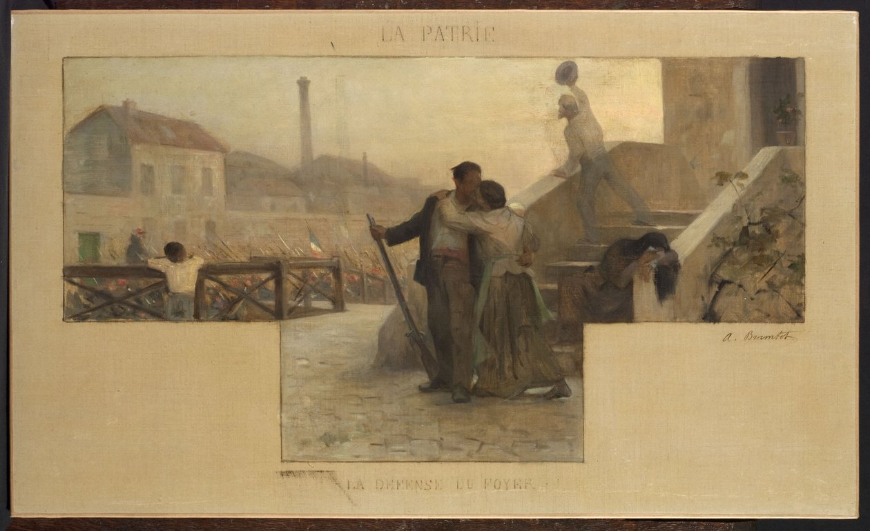 Szkic sali ślubów w ratuszu Arcueil-Cachan: La Patrie - la défense du foyer autorstwa Alfred Henri Bramtot
