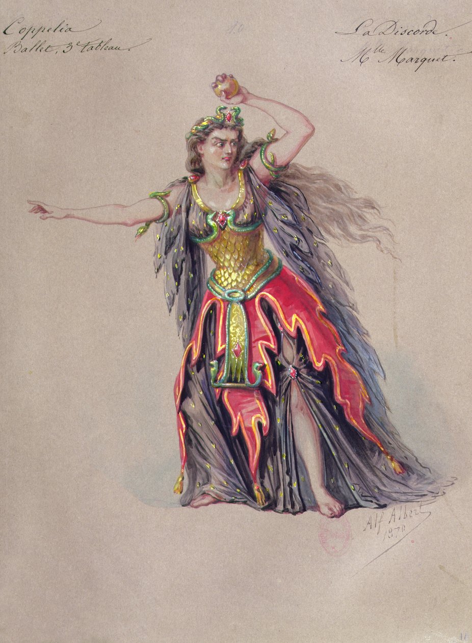 Projekt kostiumu na Discord w balecie „Coppelia” Leo Delibesa (1836-91) autorstwa Alfred Albert