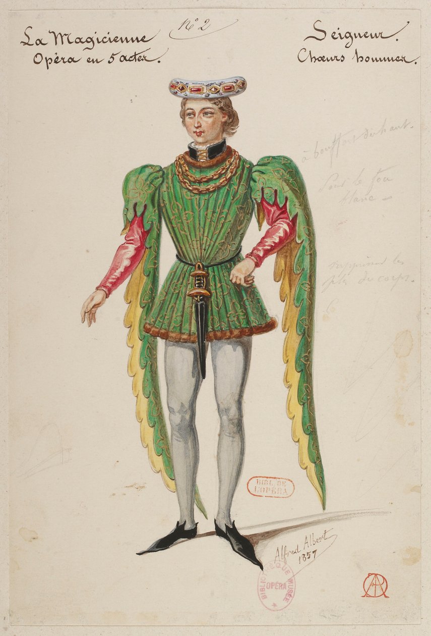 Halévy - La magicienne - modele kostiumów autorstwa Alfreda Alberta - 02. Seigneur, chór męski autorstwa Alfred Albert