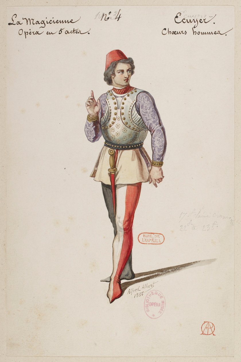 Halévy - La magicienne - modele kostiumów autorstwa Alfreda Alberta - 04. Ecuyer, chór męski autorstwa Alfred Albert