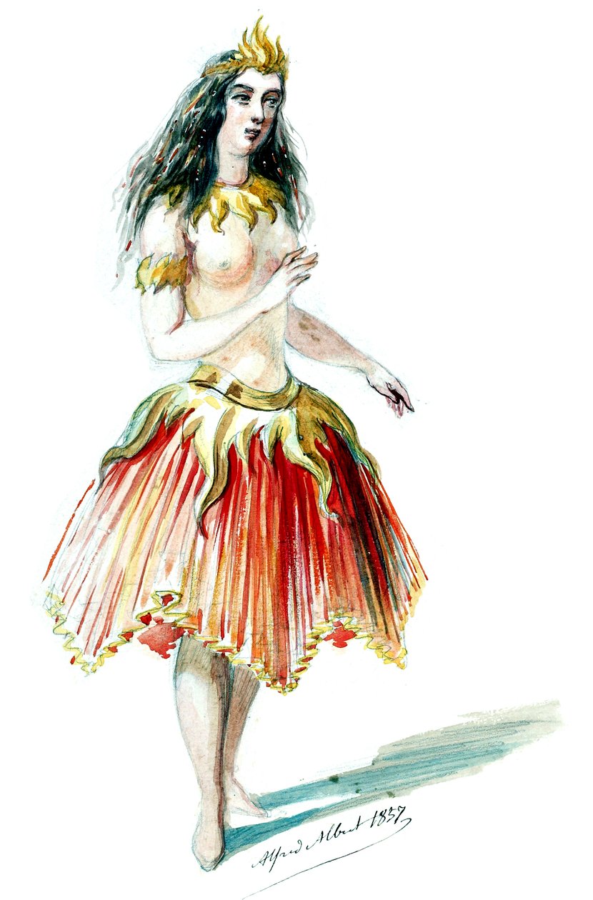 Halévy - La magicienne - modele kostiumów autorstwa Alfreda Alberta - 12. Salamandre (retusz) autorstwa Alfred Albert