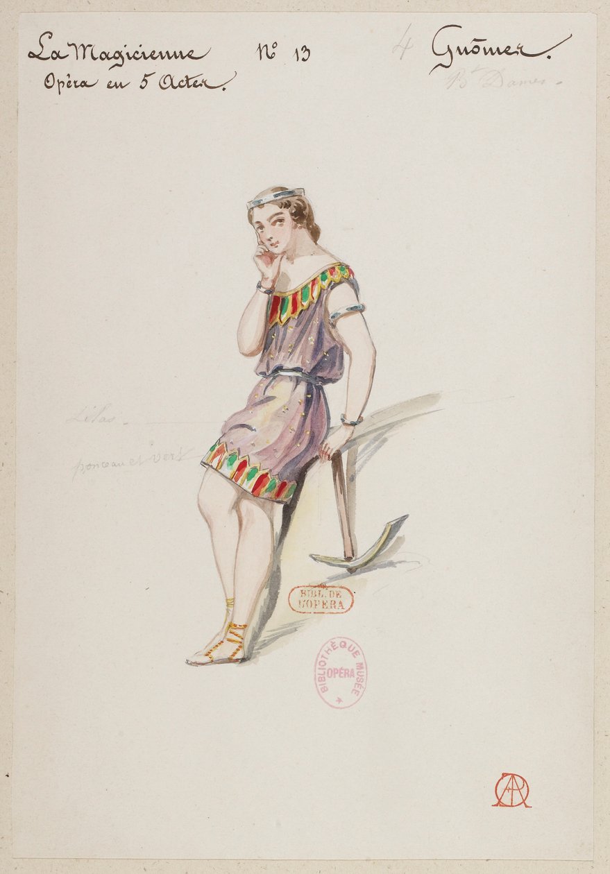 Halévy - La magicienne - projekty kostiumów Alfreda Alberta - 13. Gnômes, ballet dames autorstwa Alfred Albert