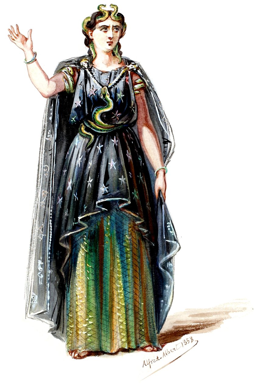 Halévy - Magik - modele kostiumów autorstwa Alfreda Alberta - 20. Mélusine, 2. kostium (wyretuszowany) autorstwa Alfred Albert