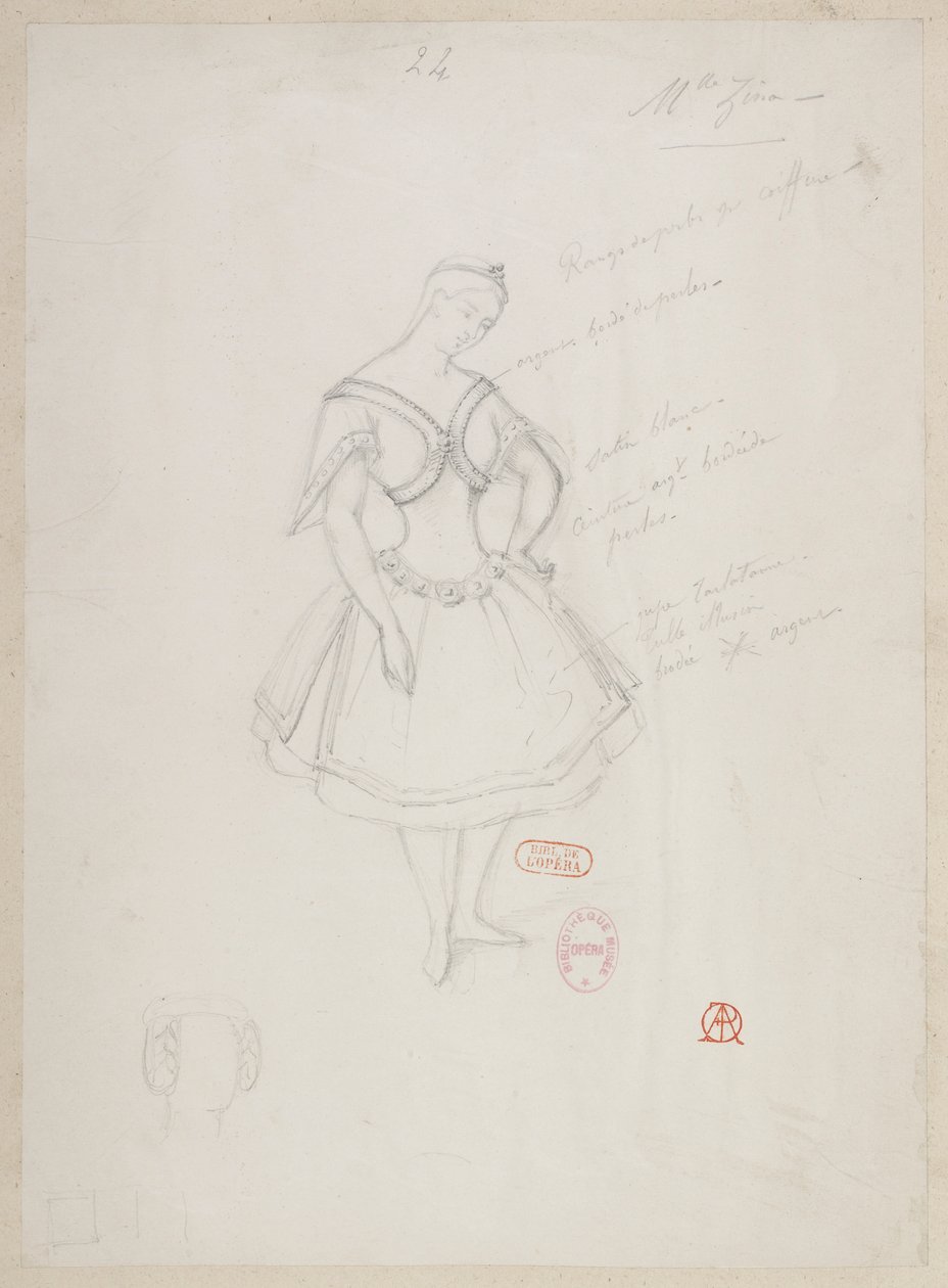 Halévy - La magicienne - modele kostiumów autorstwa Alfreda Alberta - 24. Mlle Zina, (pas de deux) autorstwa Alfred Albert