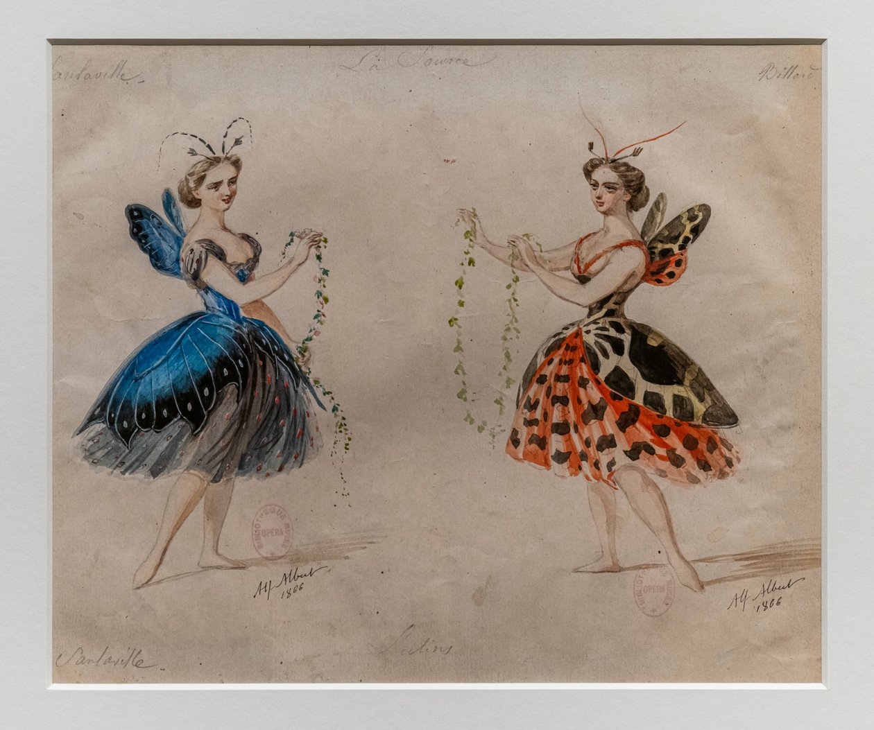 Źródło. Balet Ludwiga Minkusa i Leo Delibesa. Model kostiumu.1866. Ołówek i akwarela na papierze. autorstwa Alfred Albert