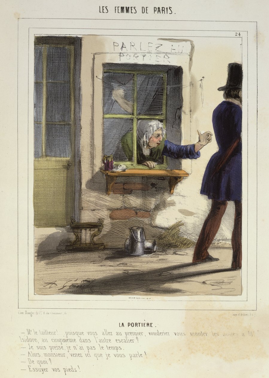 Concierge, z filmu Kobiety Paryża, 1841-42 autorstwa Alfred Andre Geniole