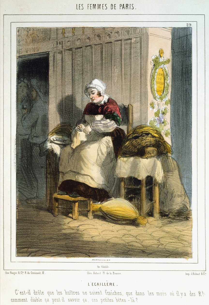 Sprzedawca ostryg, z filmu Kobiety z Paryża, 1841-42 autorstwa Alfred Andre Geniole