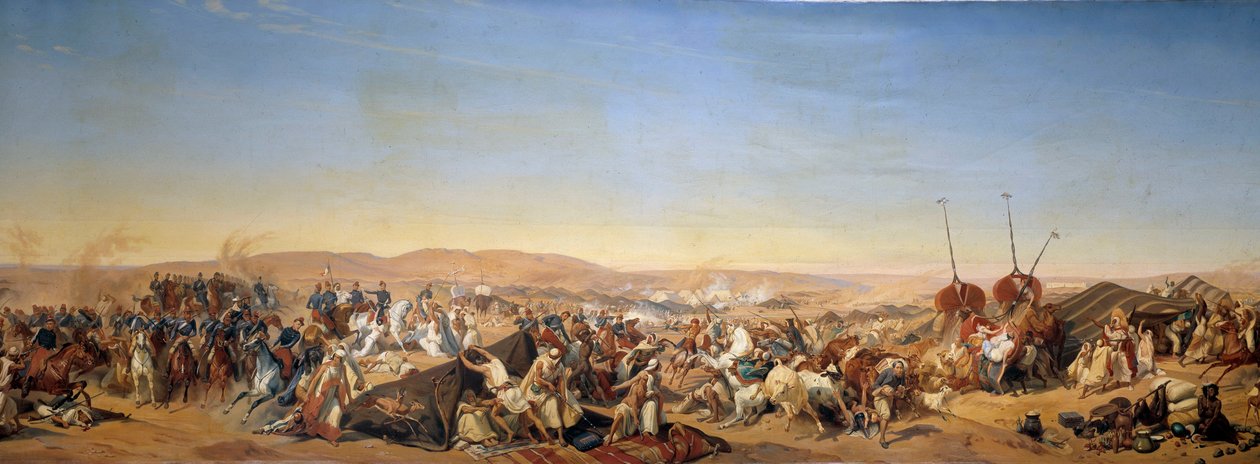 Podbój Algierii (1830-1847): „” Zdobycie Smalah (Smala) Abd el-Kadera (Abd-el-Kader lub ibn Muhyi al-Din al-Hasani) (al Din al-Hasani) (1807-1883) przez księcia Aumale w Taguin autorstwa Alfred Charles Ferdinand Decaen
