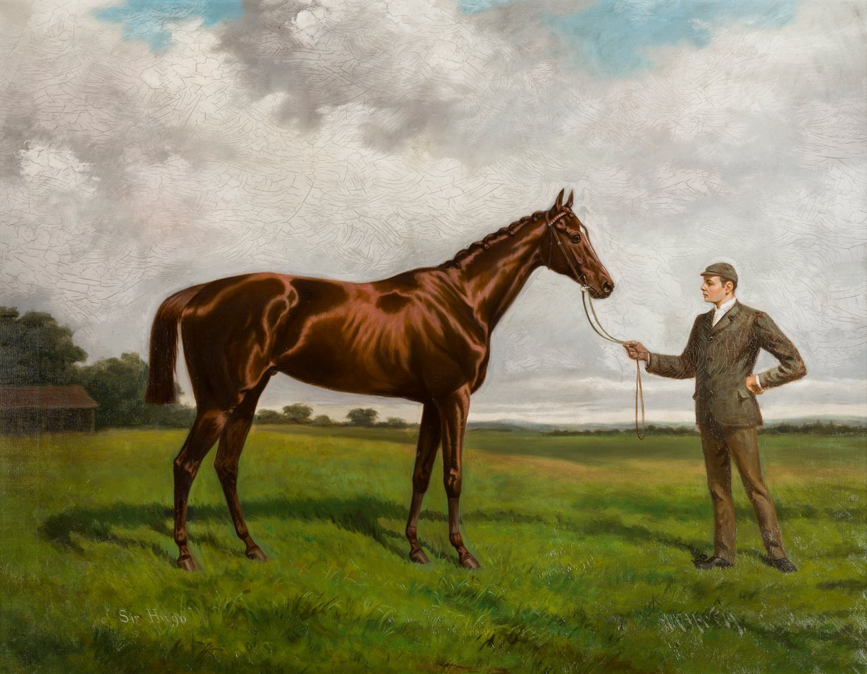 Sir Hugo, zwycięzca Derby 1892, ok. 1875-1928 (olej na płótnie) autorstwa Alfred Charles Havell