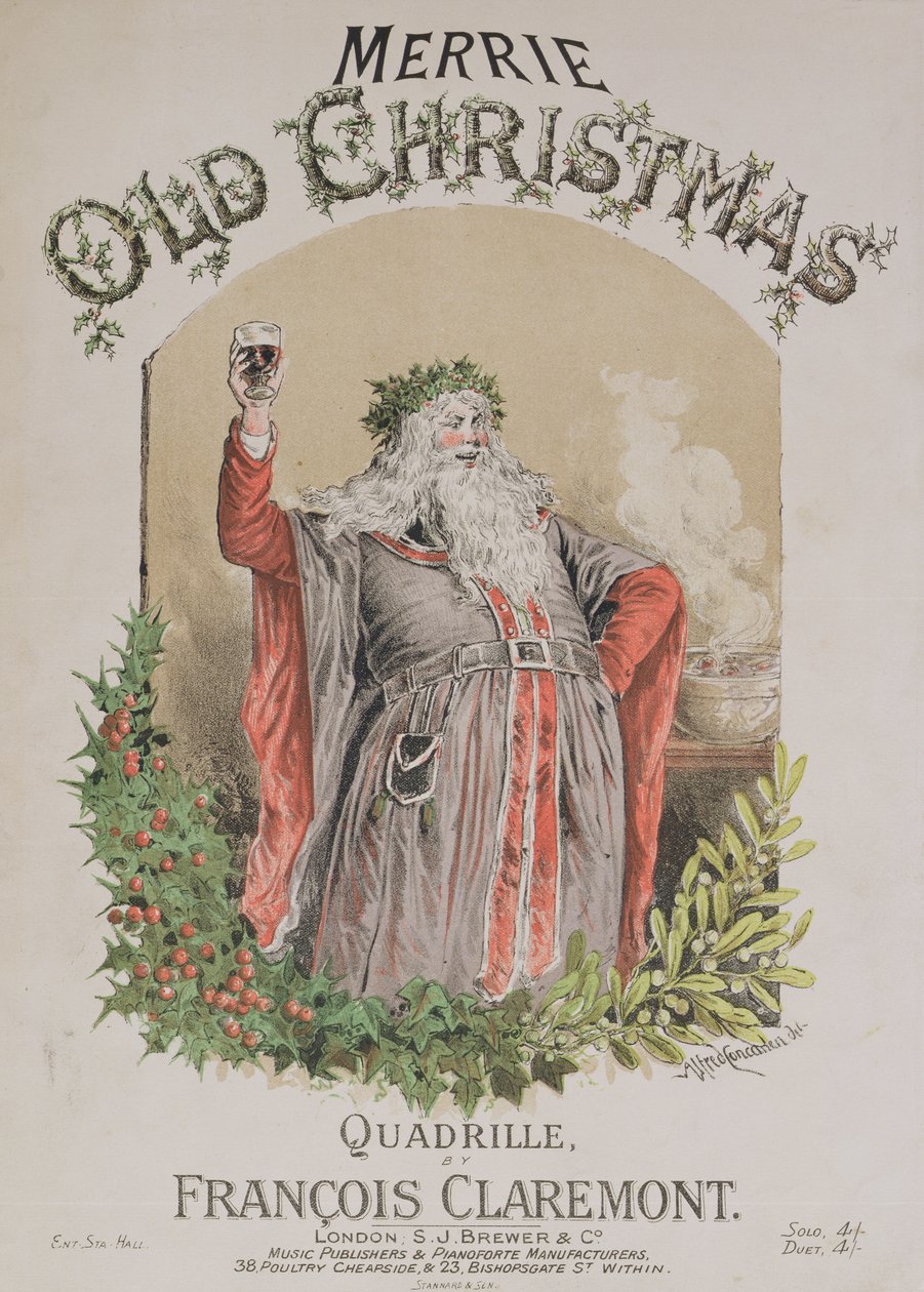 Okładka nuty do „Merrie Old Christmas”, kadryla Francois Claremont autorstwa Alfred Concanen