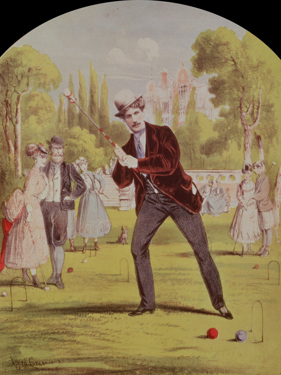 Okładka nuty do Croquet: Tempo Schottische autorstwa Lawreena i Davisa, 1870 kolor litho autorstwa Alfred Concanen