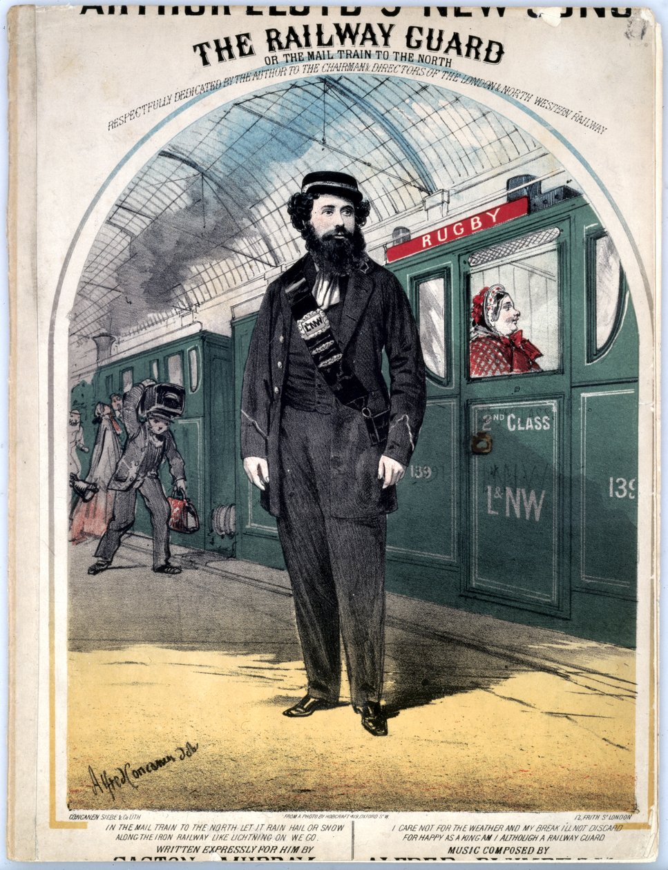 Straż Kolejowa, okładka nuty do popularnej wiktoriańskiej piosenki C. Plowmana, 1870 autorstwa Alfred Concanen