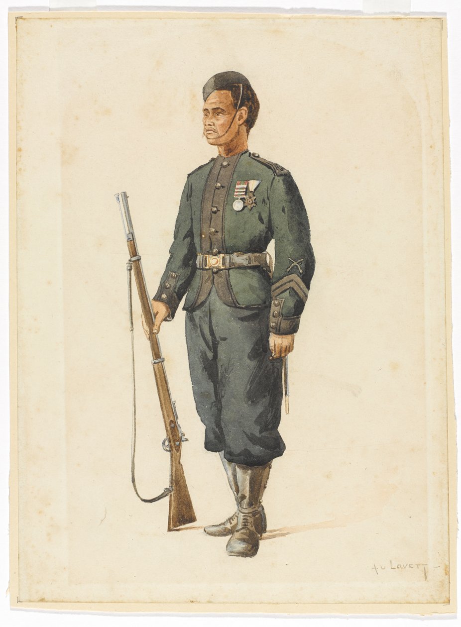 Strzelec 4. Pułku Gurkha w kolejności musztry autorstwa Alfred Crowdy Lovett