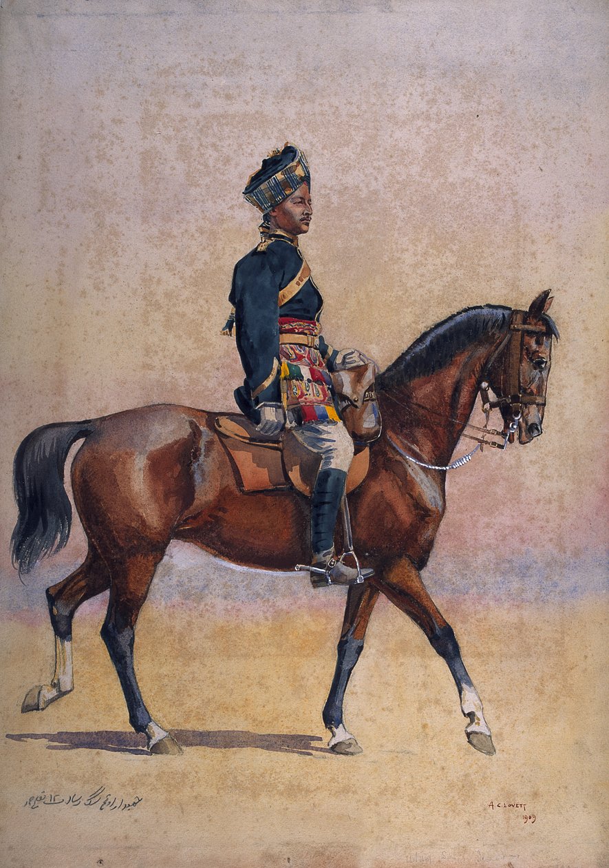 Żołnierz 12. Kawalerii, Dżemadar, Dogra, ilustracja do „Armii Indii” majora G.F. MacMunn, opublikowana w 1911, 1909 autorstwa Alfred Crowdy Lovett