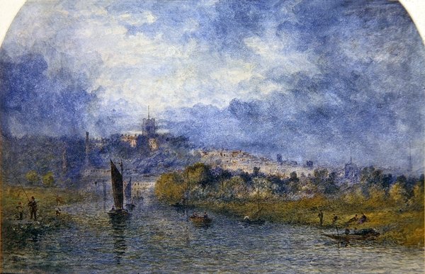 Zachód słońca nad Norwich (akwarela na papierze) autorstwa Alfred Dawson