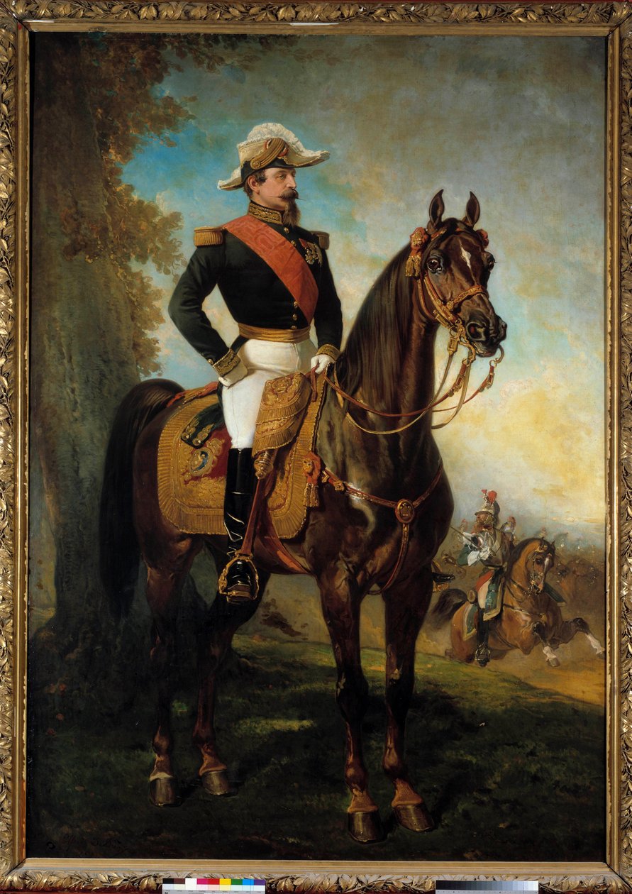 Portret jeździecki cesarza Napoleona III (1808-1873) Obraz Alfreda de Dreux (1810-1860) XIX-wieczny Paryż, Muzeum Wojska autorstwa Alfred Dedreux