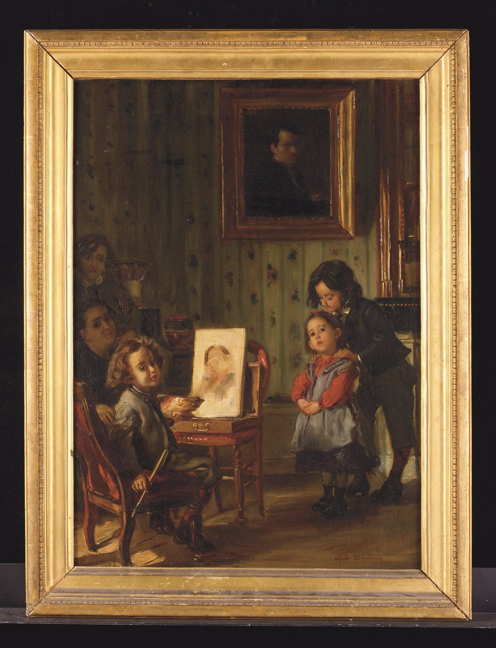 Wnętrze, rodzina artysty (olej na płótnie) autorstwa Alfred Dehodencq