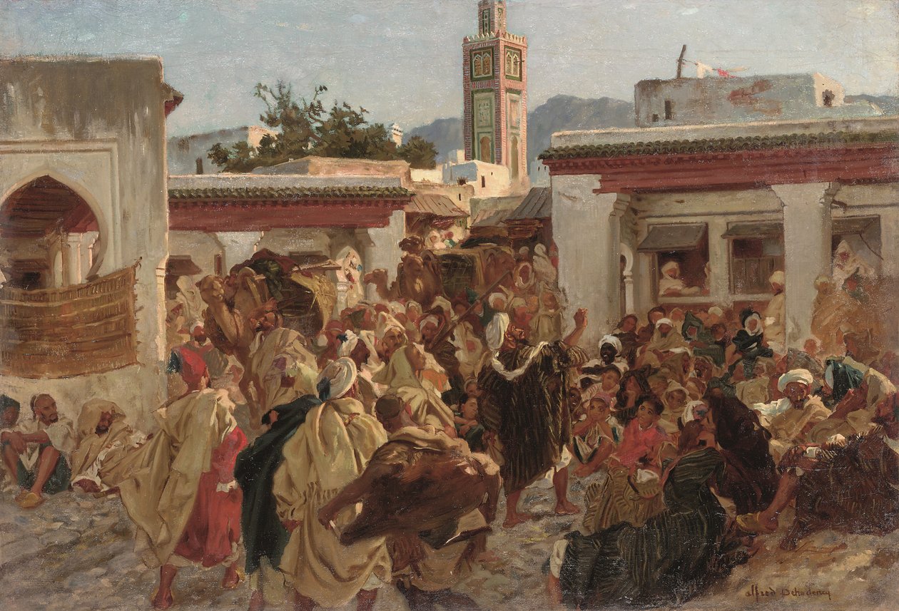 Marokańska scena uliczna (olej na płótnie) autorstwa Alfred Dehodencq
