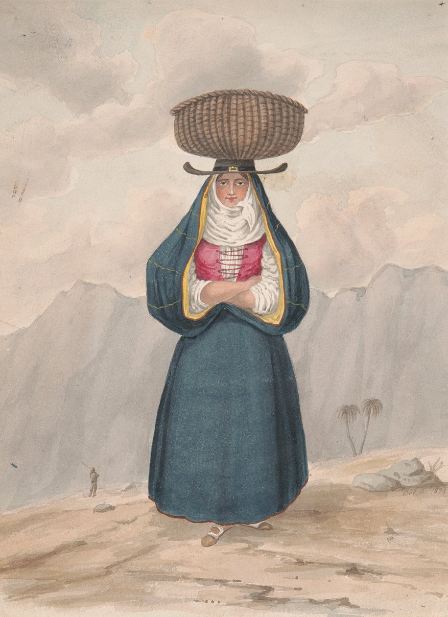 Wieśniaczka z koszem na głowie - La Palma, 1828 autorstwa Alfred Diston