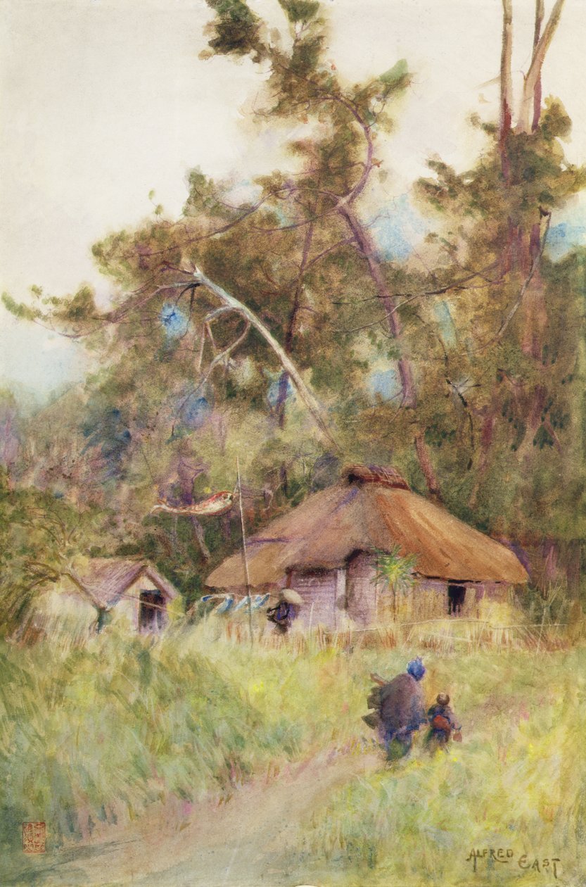Burzowy dzień w Japonii, ok.1889 (akwarela na papierze) autorstwa Alfred East
