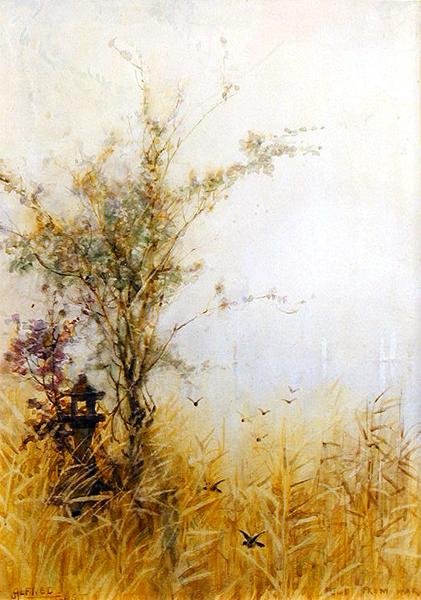 Fuji-san, Wczesny poranek, ok. 1889 (akwarela na papierze) autorstwa Alfred East