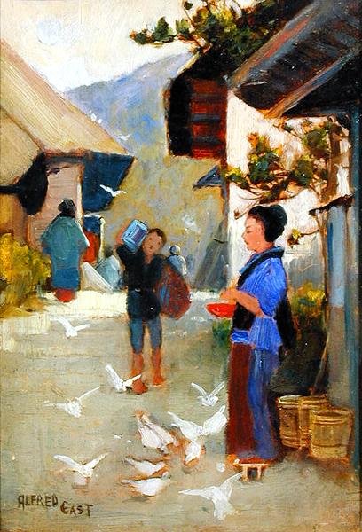 Wioska na To-kai-do, ok. 1889 (olej na panelu) autorstwa Alfred East
