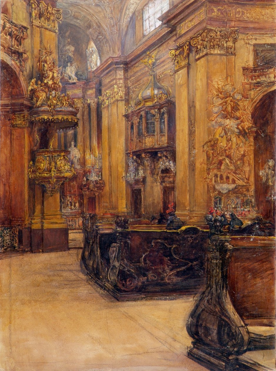 Wnętrze Peterskirche w Wiedniu autorstwa Alfred Edler von Pflügl