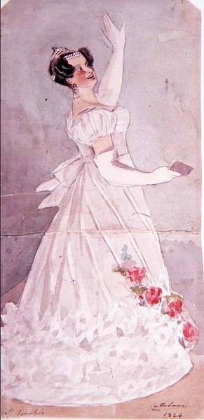 Angelica Catalani (1780-1845) w Il Fanatico, 1824 (wc) autorstwa Alfred Edward Chalon