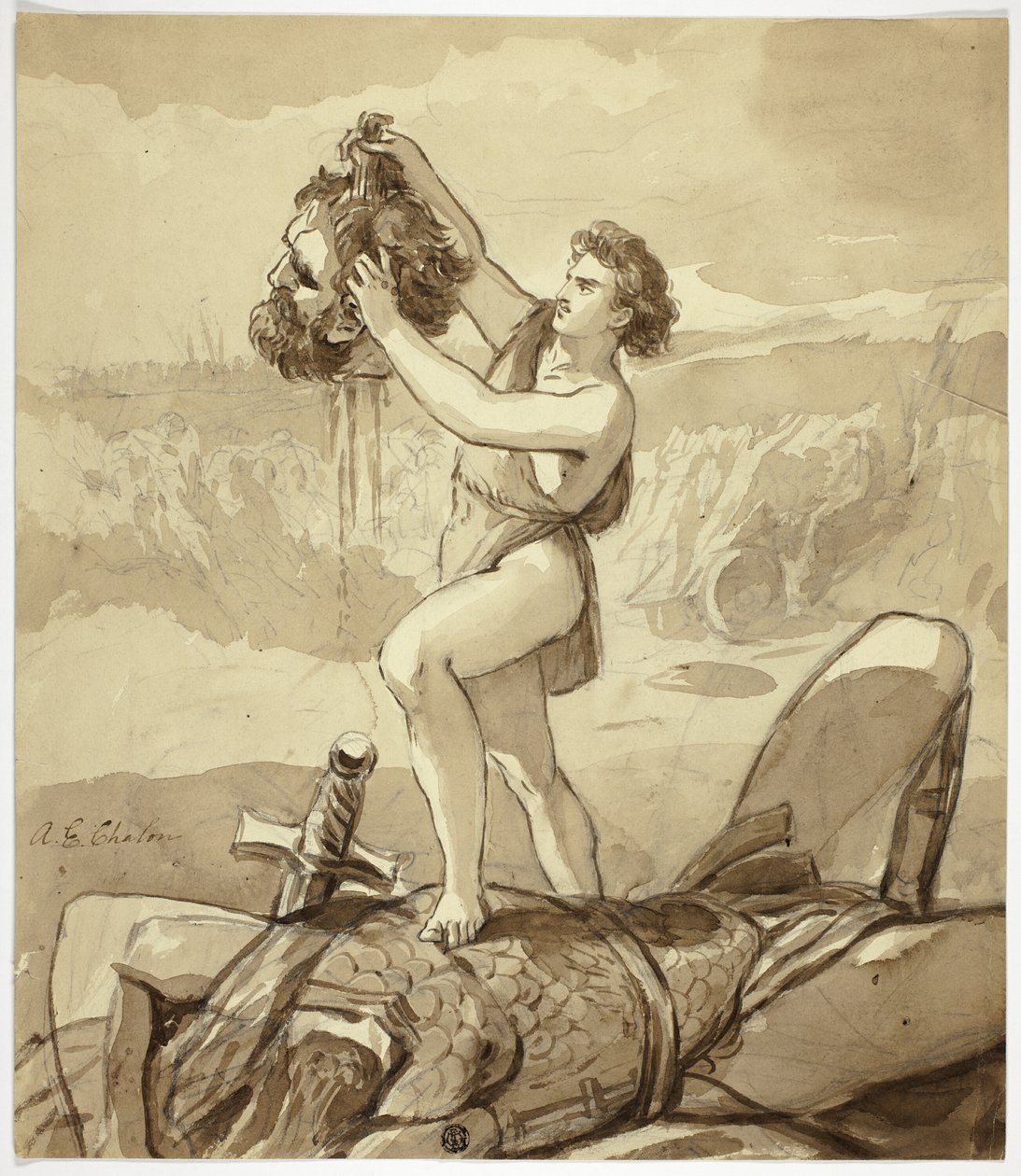 Dawid i Goliat autorstwa Alfred Edward Chalon