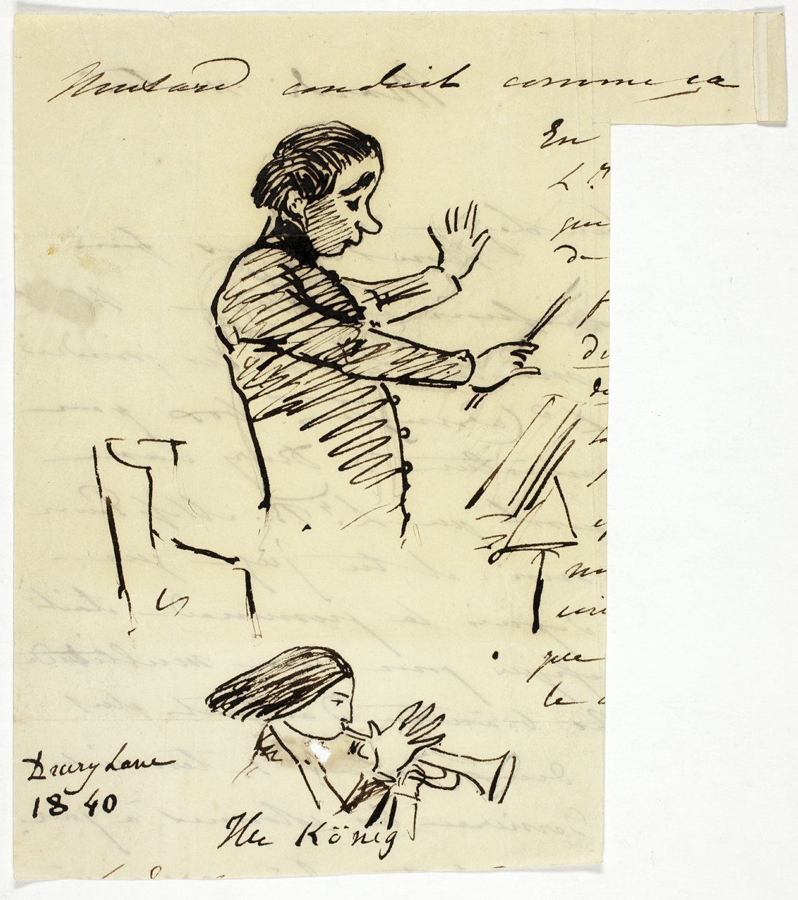Szkice dyrygenta i trębacza autorstwa Alfred Edward Chalon