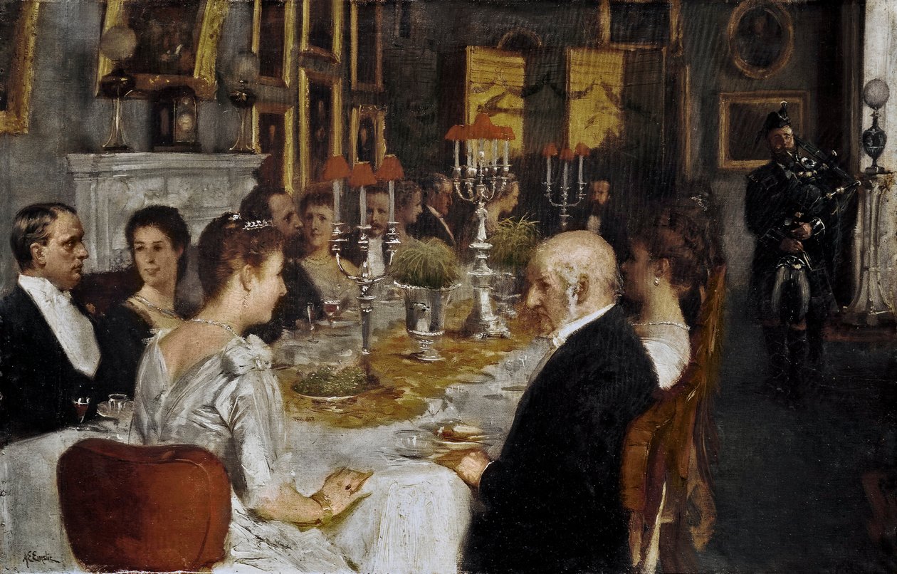 Kolacja w Haddo House autorstwa Alfred Edward Emslie