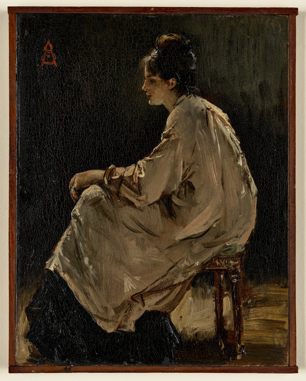 Siedząca dziewczyna autorstwa Alfred Emile Leopold Joseph Victor Stevens