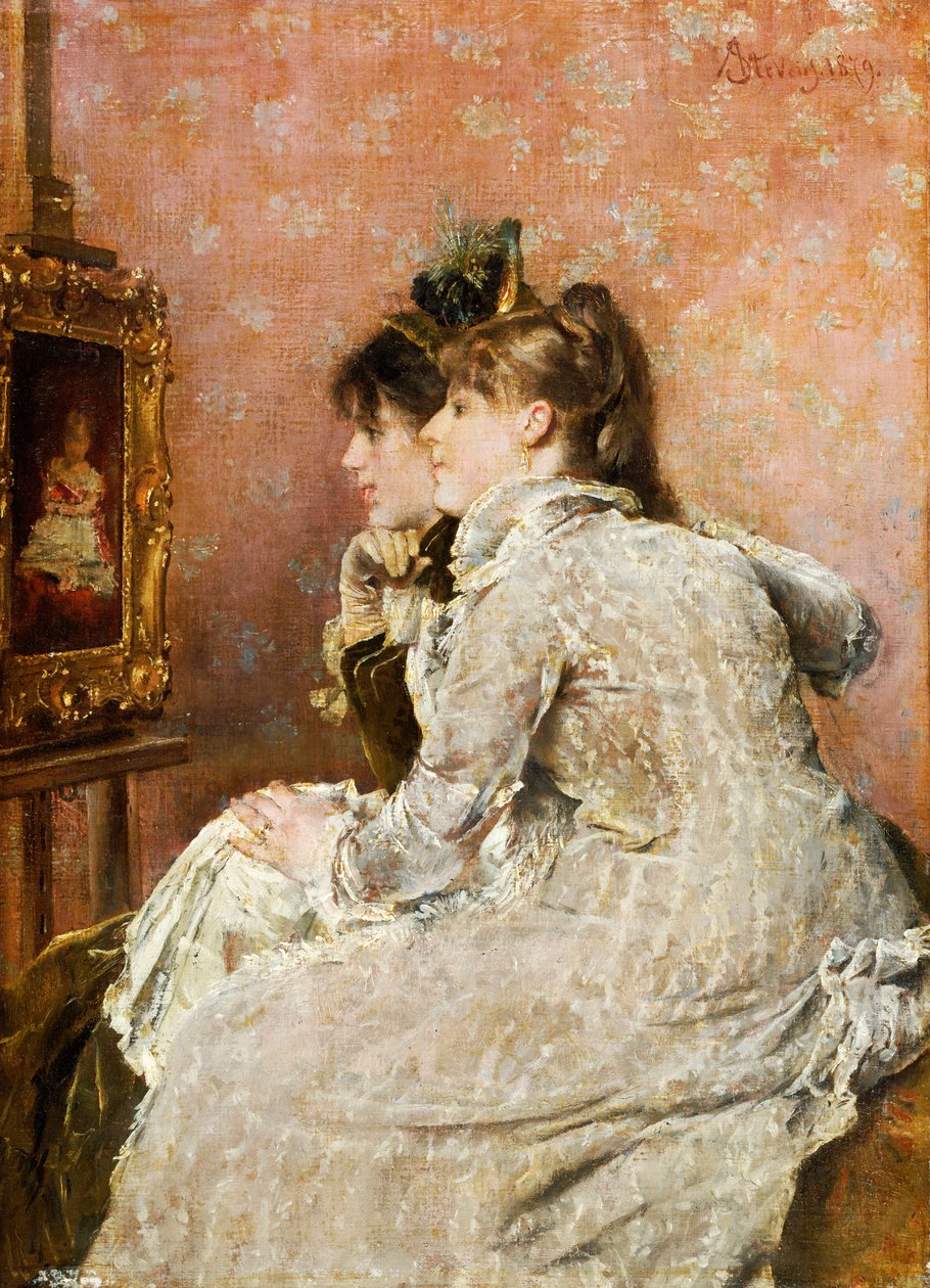 Podziwianie portretu, 1879 autorstwa Alfred Emile Stevens