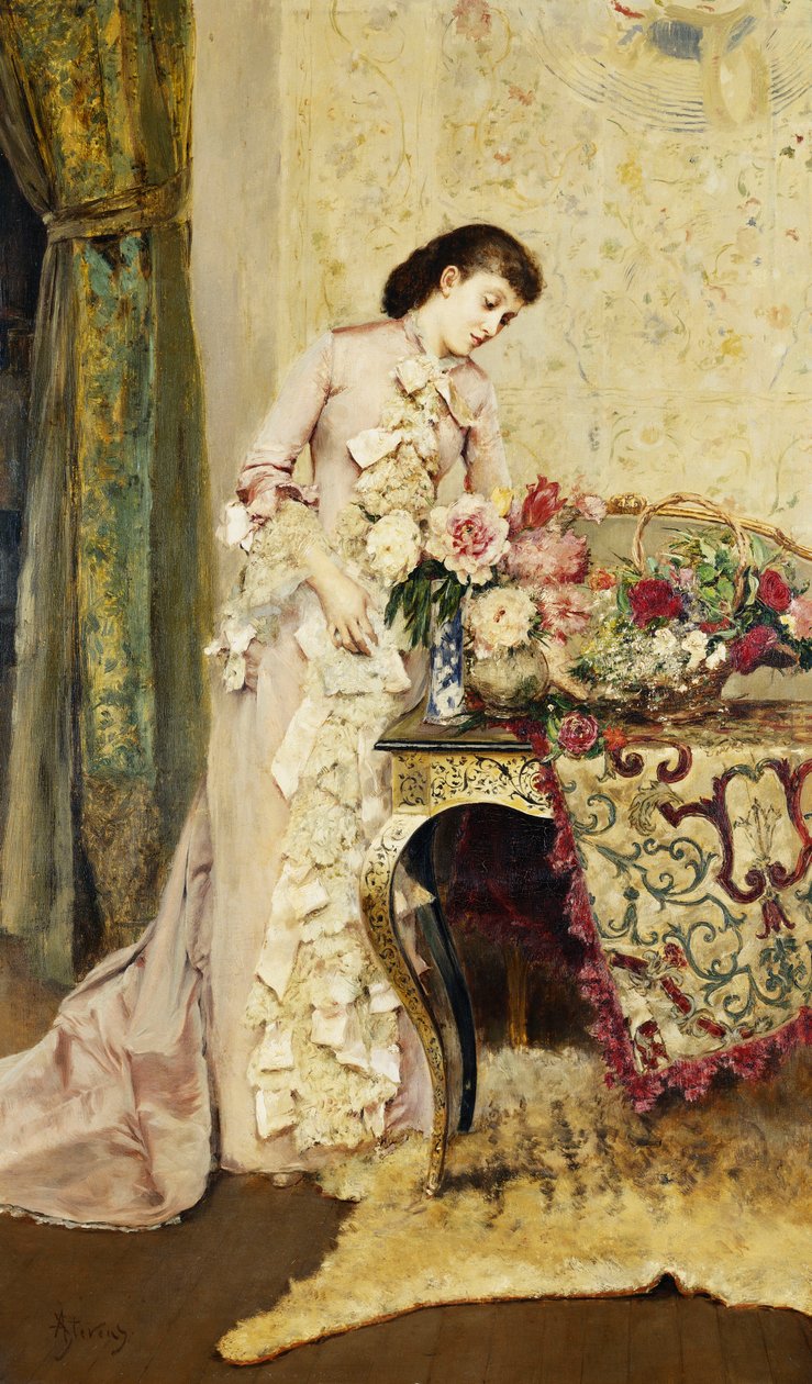Układanie kwiatów, autorstwa Alfred Emile Stevens