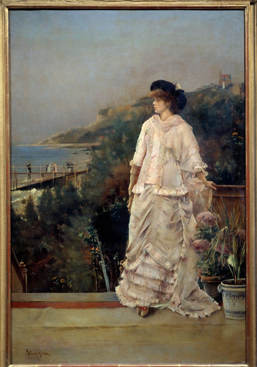Portret kobiety na tarasie nad morzem Obraz Alfreda Stevensa (1823-1906) 1882 nd. 1,1x0,66 m Paryż, musee d