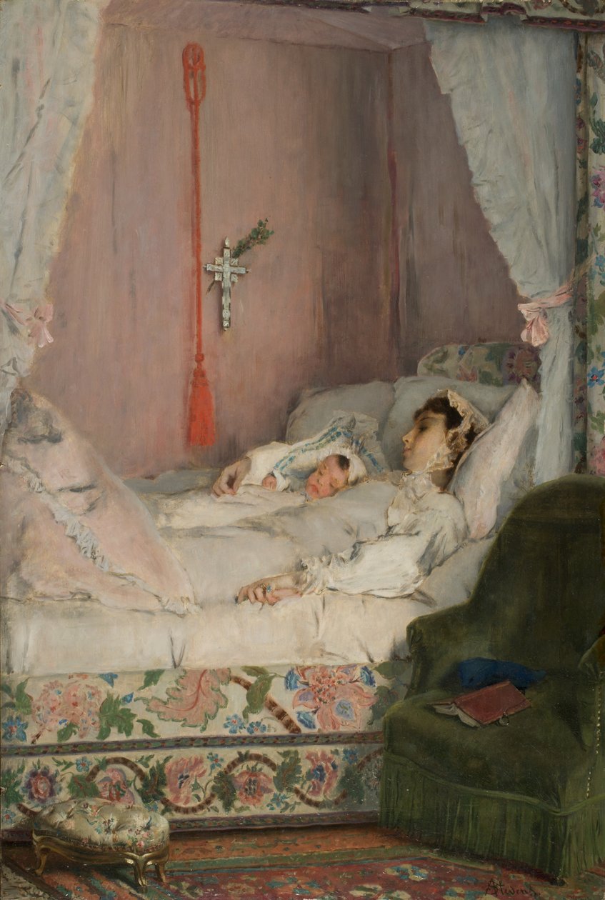 Une mère (Matka), ok. 1870 (olej na płycie) autorstwa Alfred Emile Stevens
