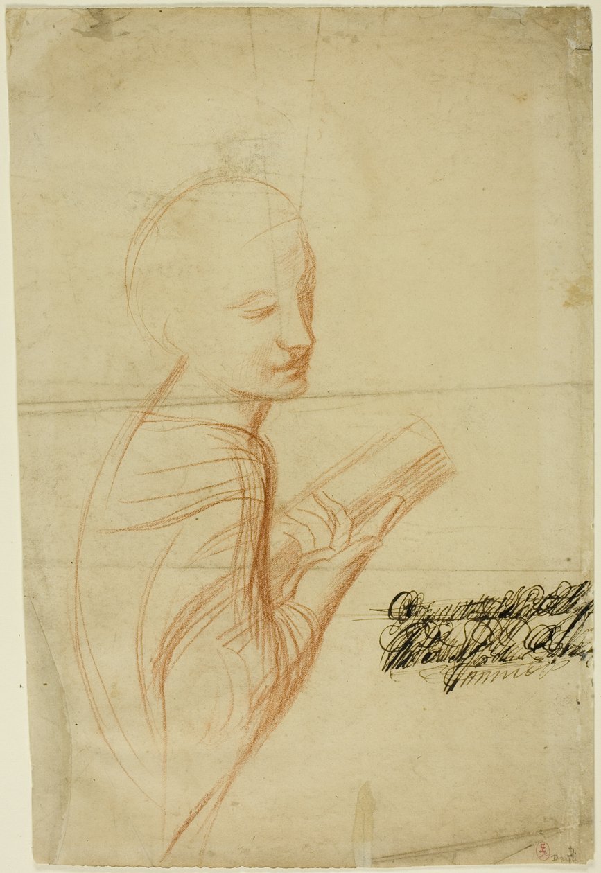 Kobieta z książką (recto); Szkice postaci męskiej (verso) autorstwa Alfred George Stevens