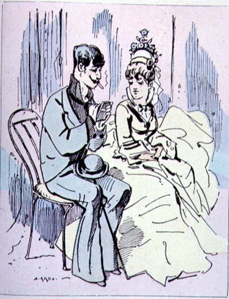Na Polach Elizejskich, ilustracja z Les Parisiennes, ok. 1870 r. autorstwa Alfred Grevin