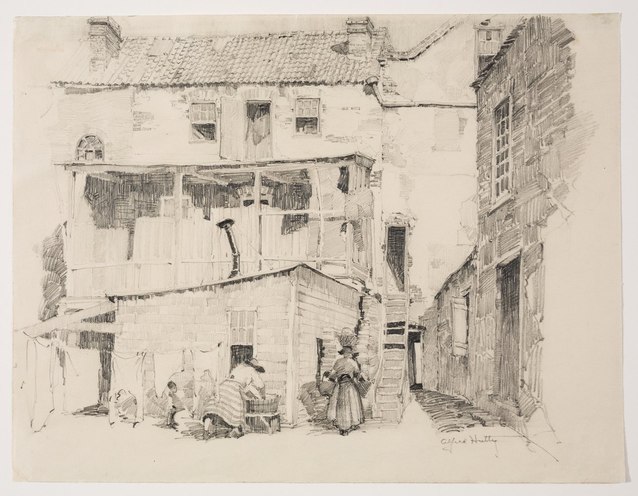 Poniedziałkowy poranek w Charlestown, ok. 1877-1922 (ołówek) autorstwa Alfred Heber Hutty