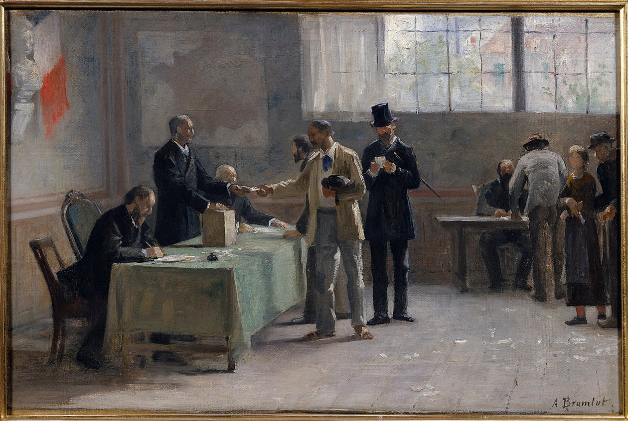 Wybory powszechne: lokal wyborczy w 1889 r. szkic Alfreda Bramtota (1852-1894) 1889 autorstwa Alfred Henri Bramtot