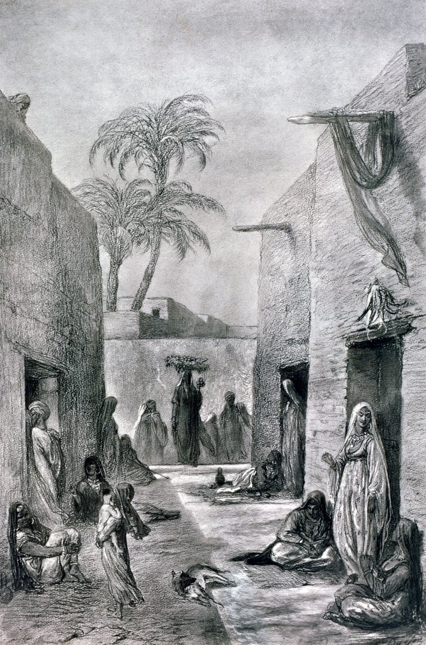 Ulica Almees Egipskie tancerki, Egipt, 1872 r. autorstwa Alfred Henri Darjou